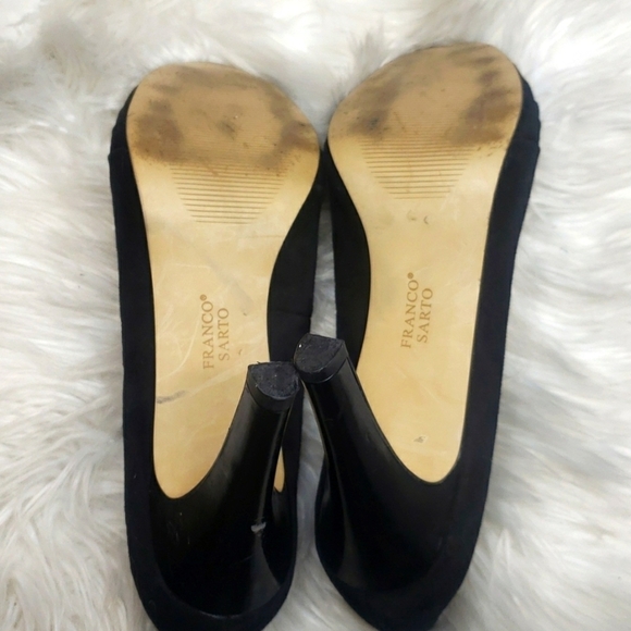 FRANCO SARTO Victor Suede Open Toe High Heel Pumps Black peep toe 8.5M - Picture 7 of 11